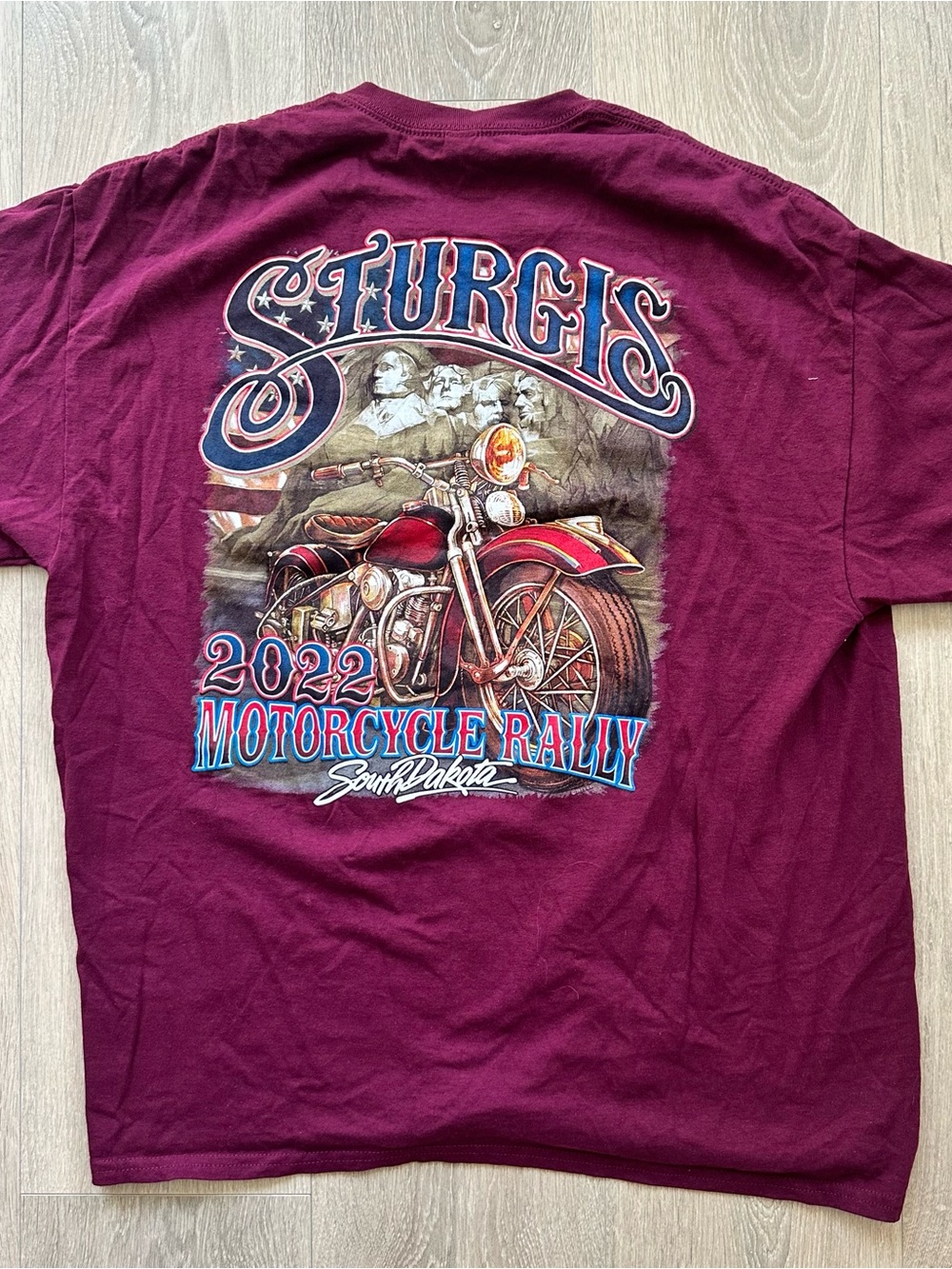 Sturgis 2022 Motorcycle Rally Short Sleeve Tee - Maroon Burgundy Size XL Men’s